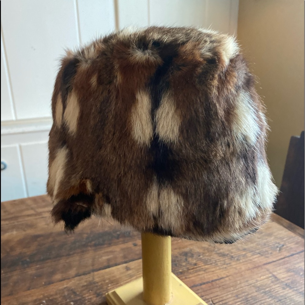 Patchwork Rabbit Fur Winter Cap - image 2